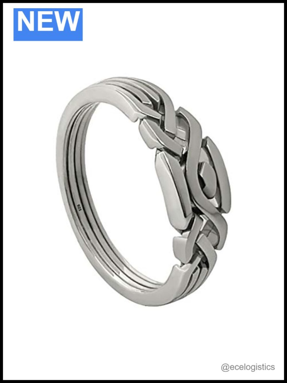 925 Sterling Silver 4 Band Handmade Puzzle Ring Interlocking Knot Ring